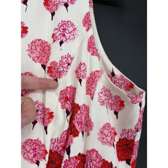 Maggy London Women's Floral Sleeveless A-Line Dress Size 10 Ivory Base Pink Red - Picture 9 of 13